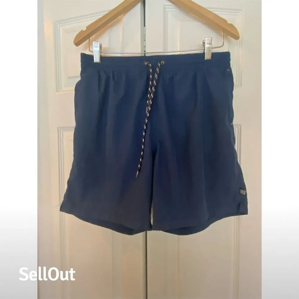 2 Men Men's Swim Shorts Blue Size L Elastic Waist Quick Drying